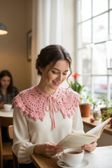 Pembe Tığ İşi Vintage Dantel Model Yakalık